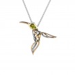 Sterling Silver 10k Peridot Hummingbird Pendant