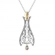 Sterling Silver Oxidized 10k with CZ Dew Drop Gateway Pendant-1