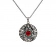 Sterling Silver 10k Garnet Round Aphrodite Pendant-1
