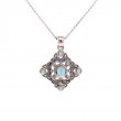 Sterling Silver 10k Sky Blue Topaz & CZ Celestial Pendant