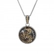 Sterling Silver Oxidized 10k CZ Medallion Dragon Pendant Small (Reversible)-1