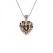 Sterling Silver Oxidized 10k Rose Celtic Heart Small Pendant with CZ's