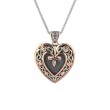 Sterling Silver Oxidized 10k Rose with White Sapphire Celtic Heart Pendant-1