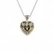 Sterling Silver 10k Celtic Heart Small Pendant with CZ's