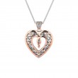 Sterling Silver 10k Rose with CZ's Double Sided Celtic Open Heart Pendant-1