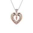 Sterling Silver 10k Rose with CZ's Double Sided Celtic Open Heart Pendant