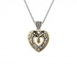 Sterling Silver 10k Double Sided Celtic Open Heart Small Pendant with CZ's