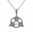 Sterling Silver 10k Fresh Water Pearl & CZ Celestial Pendant-1