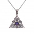 Sterling Silver 10k Peacock Fresh Water Pearl & CZ Celestial Triangular Pendant-1