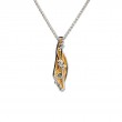 Sterling Silver Rhodium 23k Gilded CZ Celestial Pendant-1