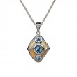 Sterling Silver Rhodium 23k Gilded Sky Blue Topaz & CZ Rocks 'n Rivers Pendant