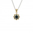 Sterling Silver Rhodium  23k Gilded Mystic Blue Moissanite & CZ Celestial Pendant-1