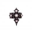 Sterling Silver Medium Raw Diamond Celtic Cross Ring with Black Rhodium 0.35ctw