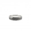 Sterling Silver Oxidized Beaded Ring with Plain Rails