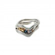 Sterling Silver Rhodium 10k London Blue Topaz & CZ Rocks 'n Rivers Ring