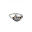 Sterling Silver Rhodium Rocks 'n Rivers 10k CZ Ring