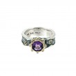 Sterling Silver 10k Amethyst & CZ Rocks 'n Rivers Ring