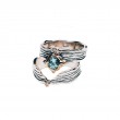 Sterling Silver Oxidized 10k Sky Blue Topaz & CZ Rocks 'n Rivers Ring