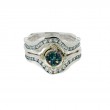 Sterling Silver Oxidized 10k Mystic Blue Moissanite & CZ Rocks 'n Rivers Ring-1