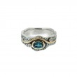 Sterling Silver 10k Oval London Blue Topaz & CZ Rocks 'n Rivers Ring