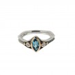 Sterling Silver 10k Marquise Swiss Blue Topaz & CZ Rock 'n Rivers Ring-1
