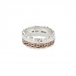 Sterling Silver Oxidized 10k Rose Gold Hammered Weave Ring-1