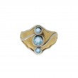 Sterling Silver Rhodium 23k Gilded Sky Blue Topaz Rocks 'n Rivers Ring