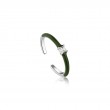 FOREST GREEN ENAMEL SILVER ADJUSTABLE RING