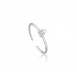 Silver Padlock Sparkle Adjustable Ring