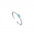 SILVER TURQUOISE BAND ADJUSTABLE RING-1
