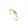 GOLD TURQUOISE MINI SIGNET ADJUSTABLE RING