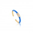 Neon Blue Enamel Carabiner Gold Adjustable Ring