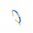 Neon Blue Enamel Carabiner Gold Adjustable Ring-1