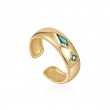 TEAL SPARKLE EMBLEM THICK BAND RING-1