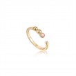 Gold Orb Rose Quartz Adjustable Ring