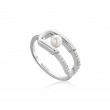 Silver Shell Pearl Sparkle Interlock Ring-1