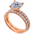 Stunning 18 Karat Rose Gold Engagement Ring Features Venetian Pave Setting