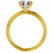 18 Karat Yellow Gold Engagement Ring Is Hand Engraved