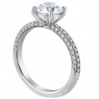 Three-Row Pave Shank Platinum Engagement Ring-1