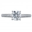 Three-Row Pave Shank Platinum Engagement Ring-3