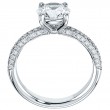 Three-Row Pave Shank Platinum Engagement Ring-5