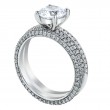 Three-Row Pave Shank Platinum Engagement Ring