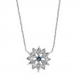 14KW Snow Flake Necklace with Diamonds and Aquamarine