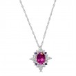 14KW Pink Sapphire Pendant with Amethysts and Diamonds