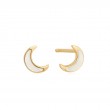 14kt Gold Mother Of Pearl Moon Stud Earrings