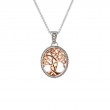Rose White Tree of Life Pendant Small Oval