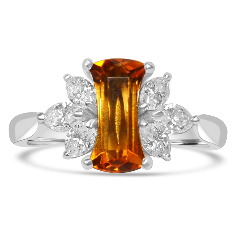 14KW Citrine and Diamond Ring