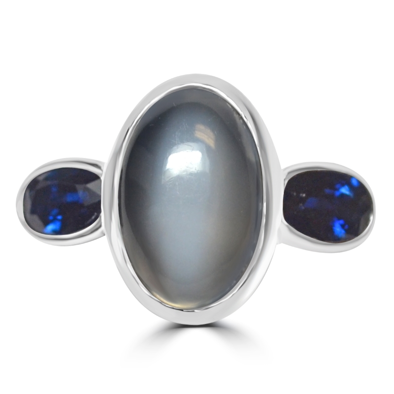 14KW Moonstone and Sapphire Ring