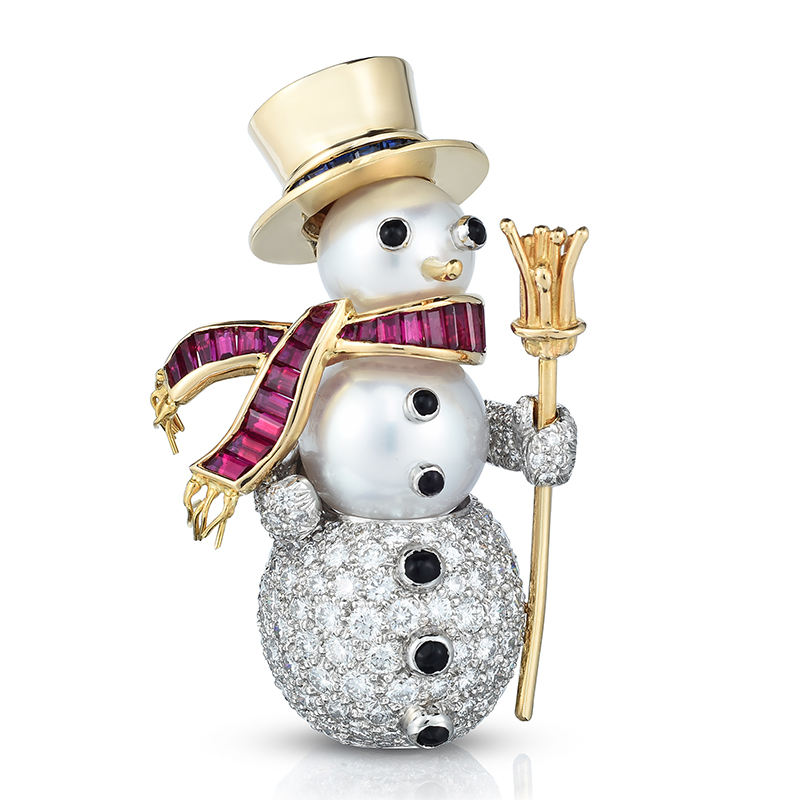 Snowman Brooch