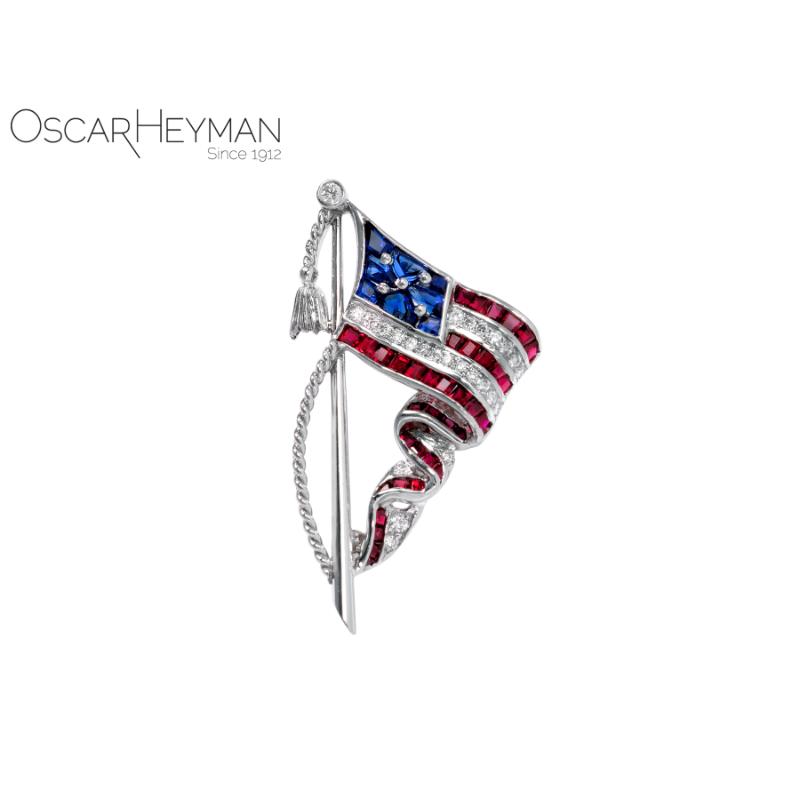 Waving American Flag Brooch